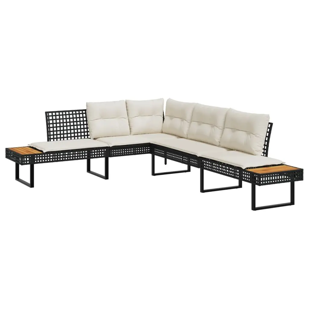 L-Shaped Garden Sofa Set with Cushions and Tables
