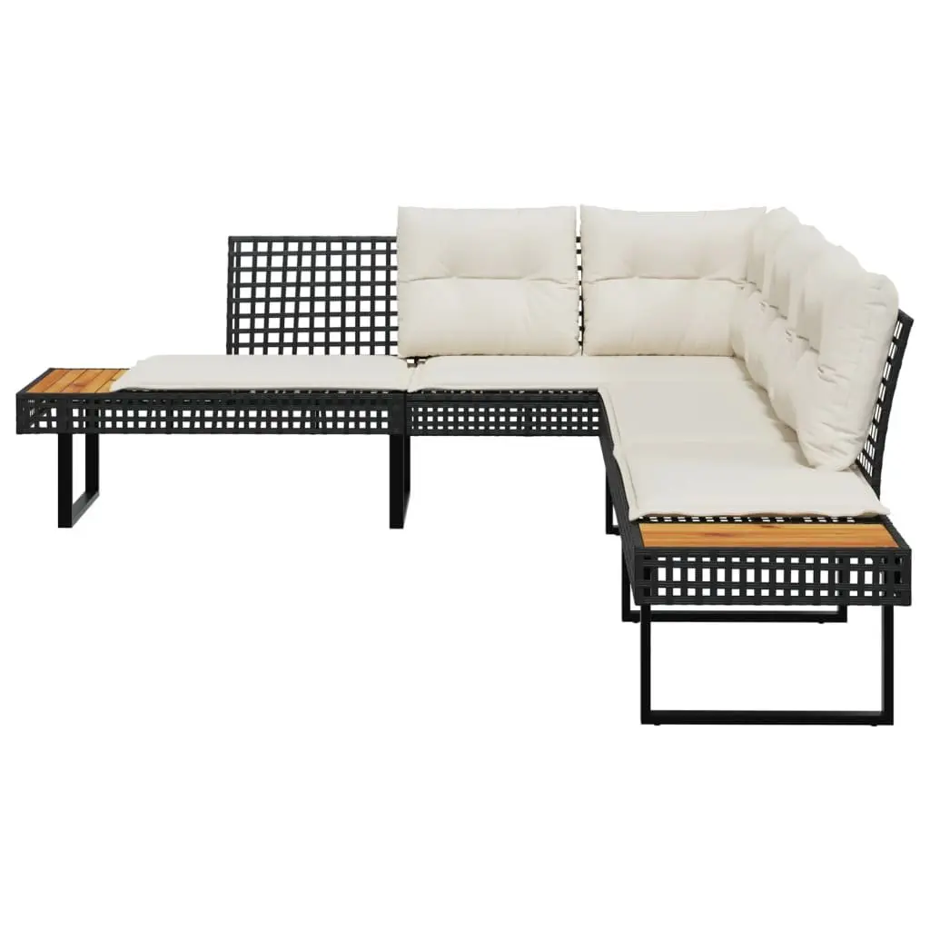 L-Shaped Garden Sofa Set with Cushions and Tables
