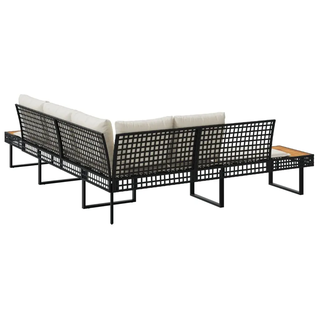 L-Shaped Garden Sofa Set with Cushions and Tables