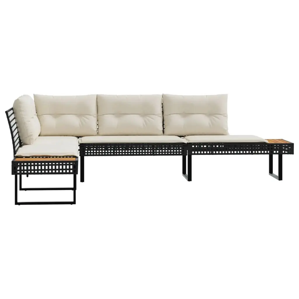 L-Shaped Garden Sofa Set with Cushions and Tables