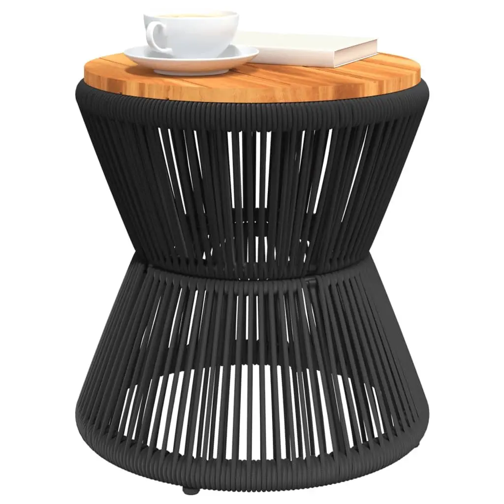 Coffee Table Living Room Black Round Ø 45x44 cm Acacia Wood
