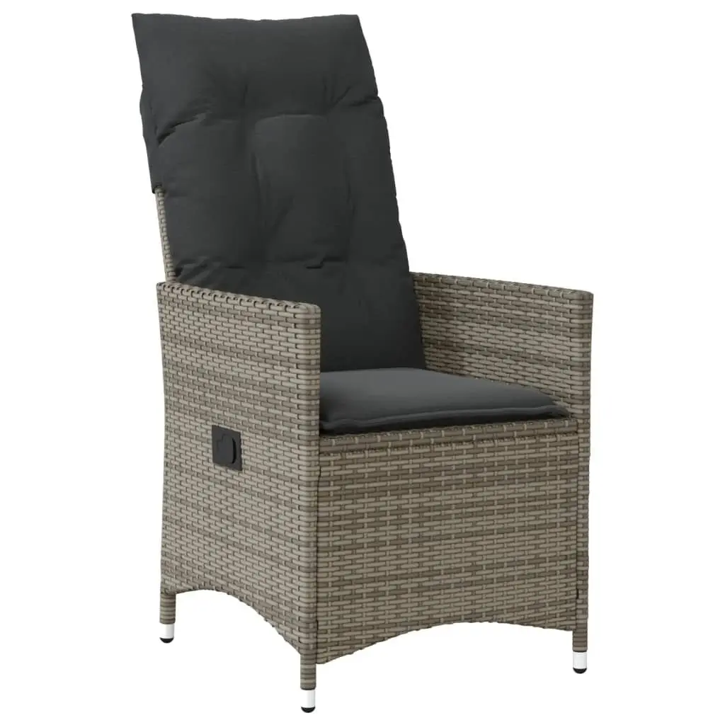 Reclining Garden Chair Outdoor Seating Adjustable Backrest Cushions Grey