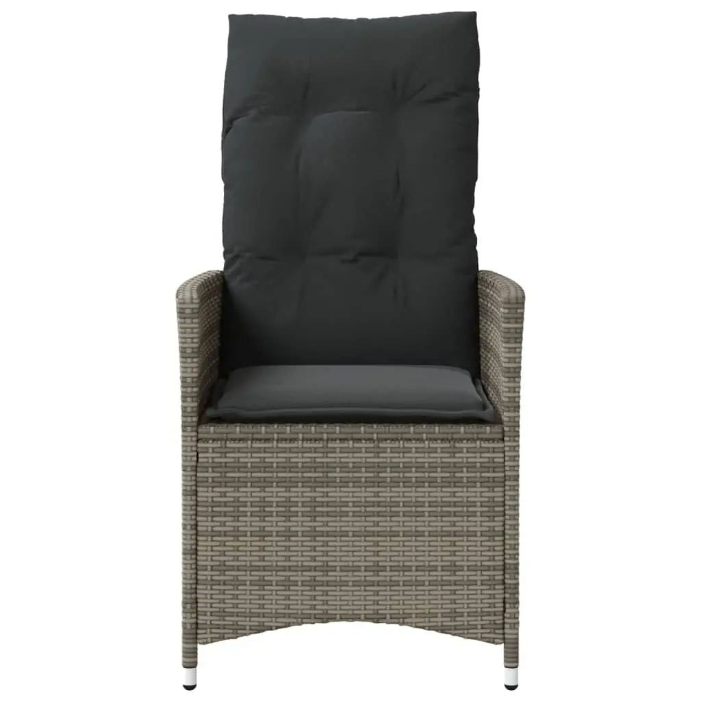 Reclining Garden Chair Outdoor Seating Adjustable Backrest Cushions Grey
