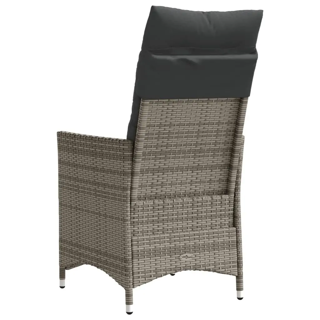 Reclining Garden Chair Outdoor Seating Adjustable Backrest Cushions Grey