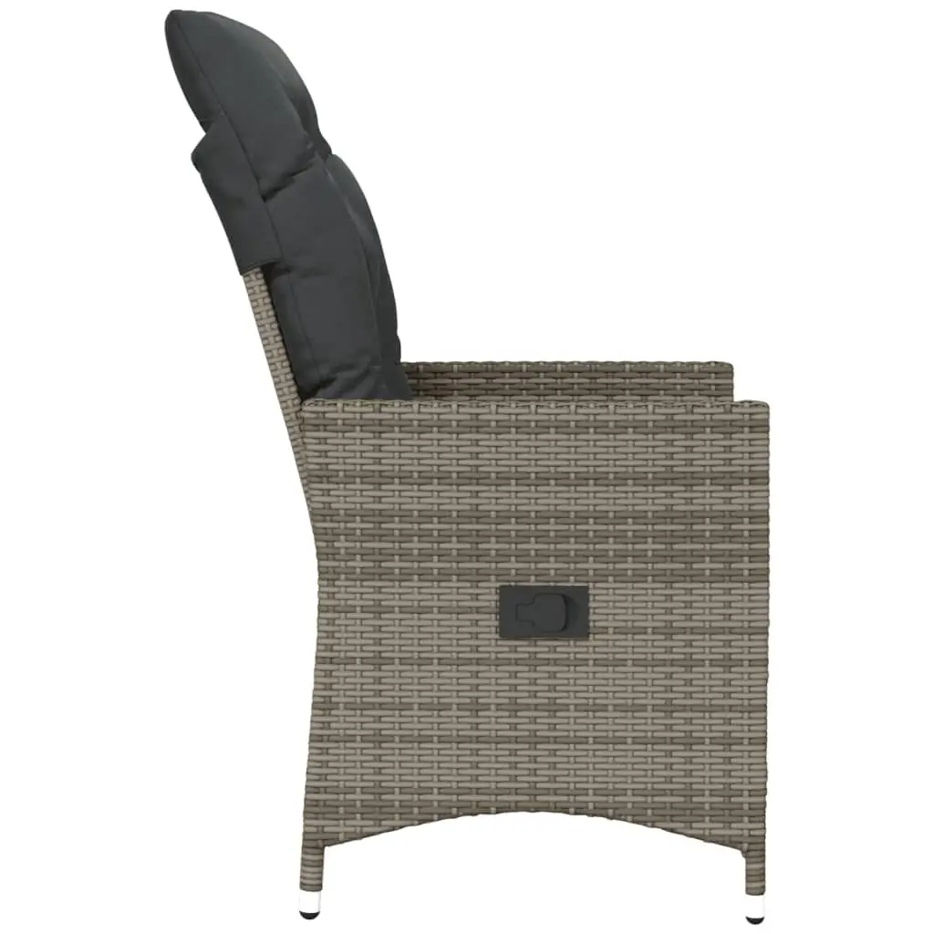 Reclining Garden Chair Outdoor Seating Adjustable Backrest Cushions Grey