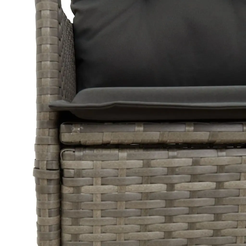 Reclining Garden Chair Outdoor Seating Adjustable Backrest Cushions Grey