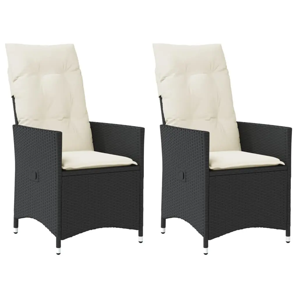 Reclining Garden Chairs Outdoor Use 2 Piece Black Poly Rattan