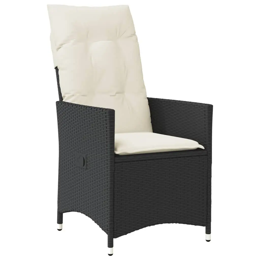 Reclining Garden Chairs Outdoor Use 2 Piece Black Poly Rattan