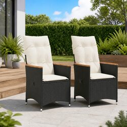 2-Piece Set of Reclining Garden Chairs with Cushions