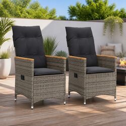Specifications for Outdoor Reclining Chairs 2pcs in Grey