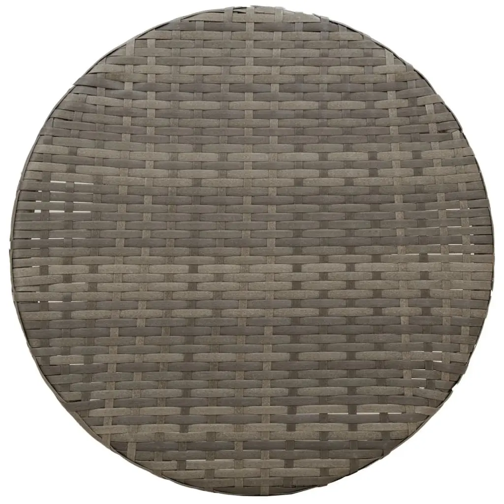 3 Piece Outdoor Bistro Set Grey Poly Rattan Garden Furniture Adjustable Backrest