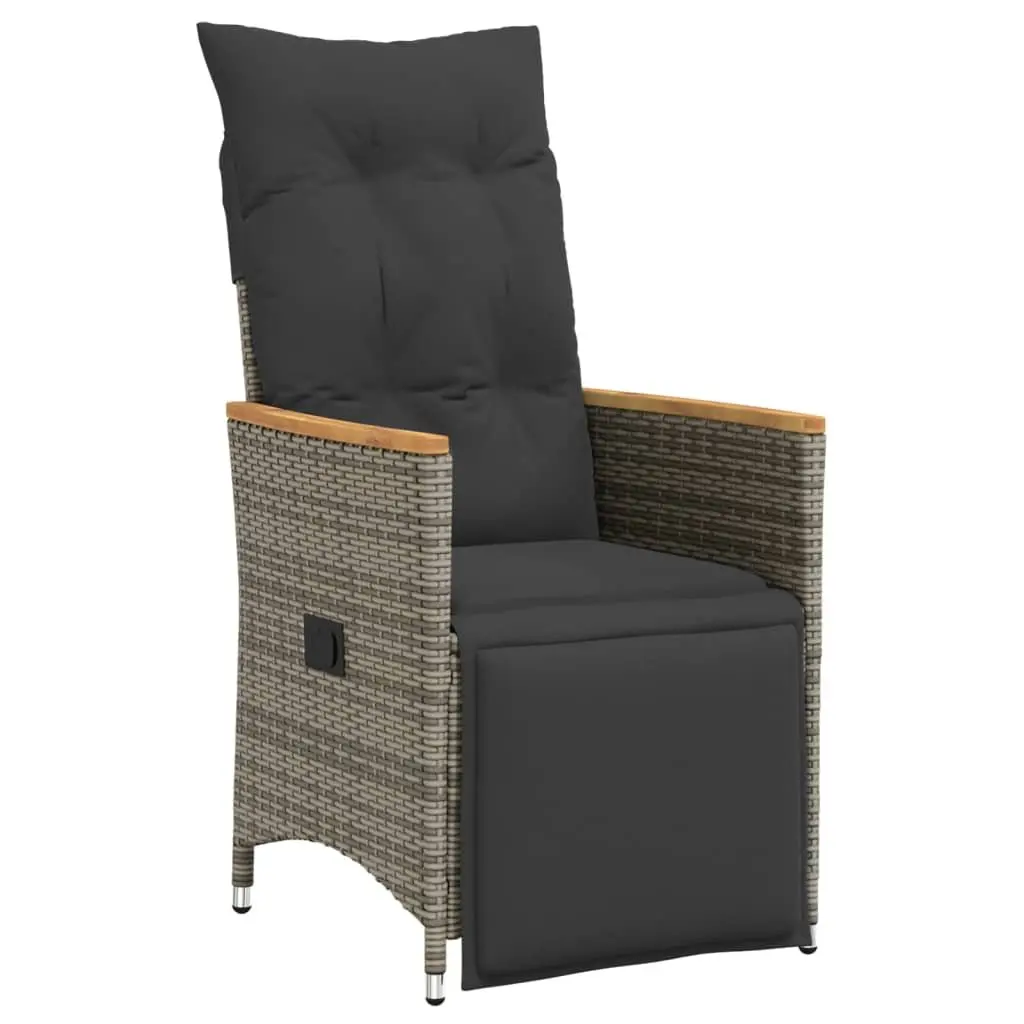 Reclining Garden Chair Outdoor Seating Adjustable Backrest with Cushions Grey