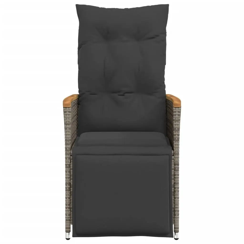 Reclining Garden Chair Outdoor Seating Adjustable Backrest with Cushions Grey