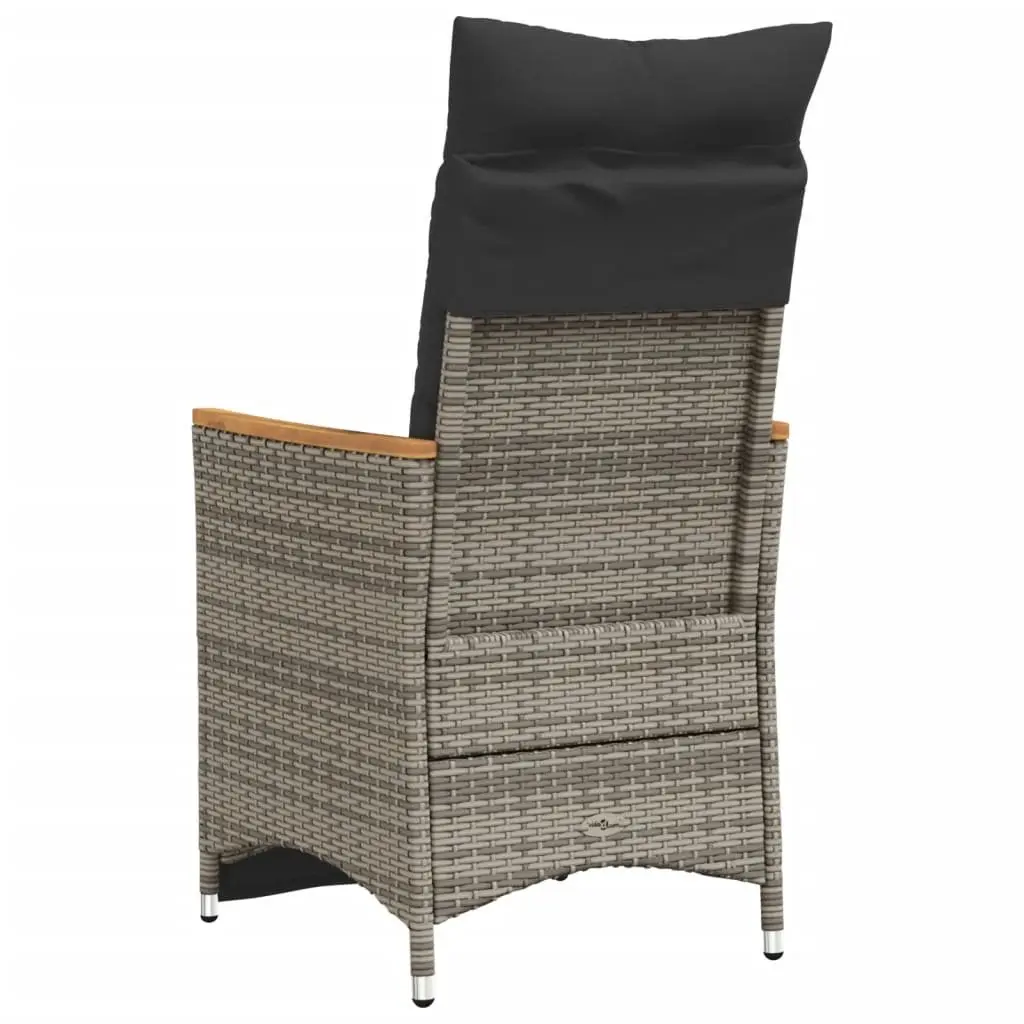 Reclining Garden Chair Outdoor Seating Adjustable Backrest with Cushions Grey