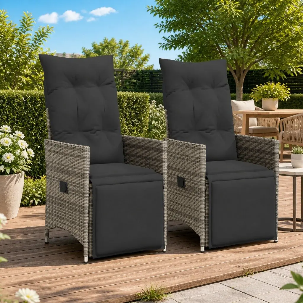 Reclining Garden Chairs 2 pcs with Cushions