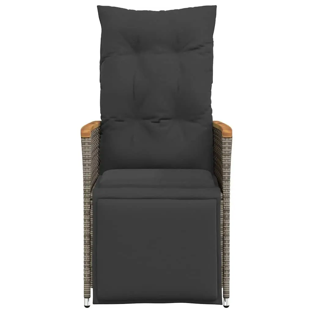 Reclining Garden Chairs 2 pcs Outdoor Seating with Cushions Grey Adjustable