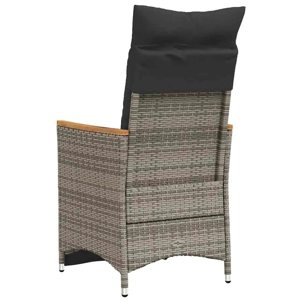 Reclining Garden Chairs 2 pcs Outdoor Seating with Cushions Grey Adjustable