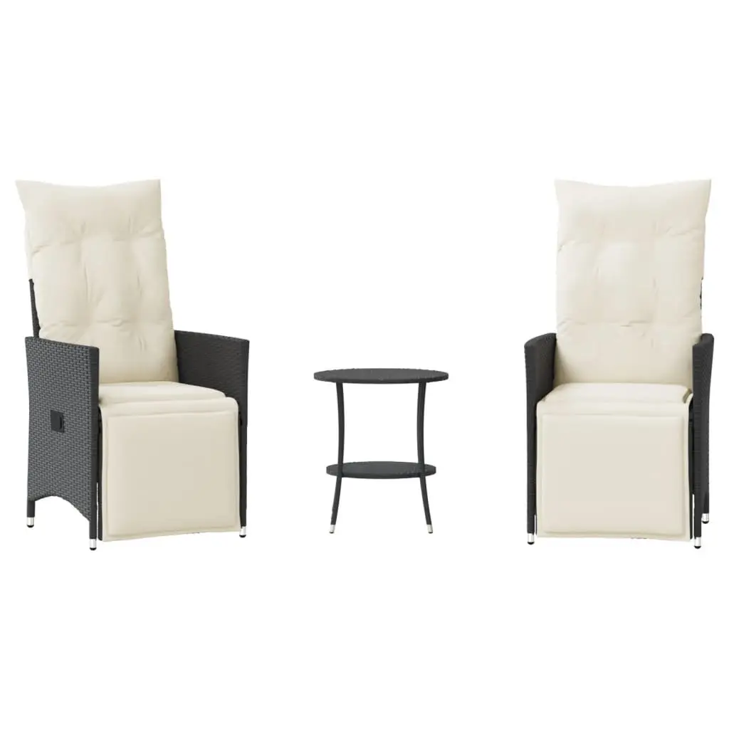 3 Piece Bistro Set for Outdoor Garden Patio Black