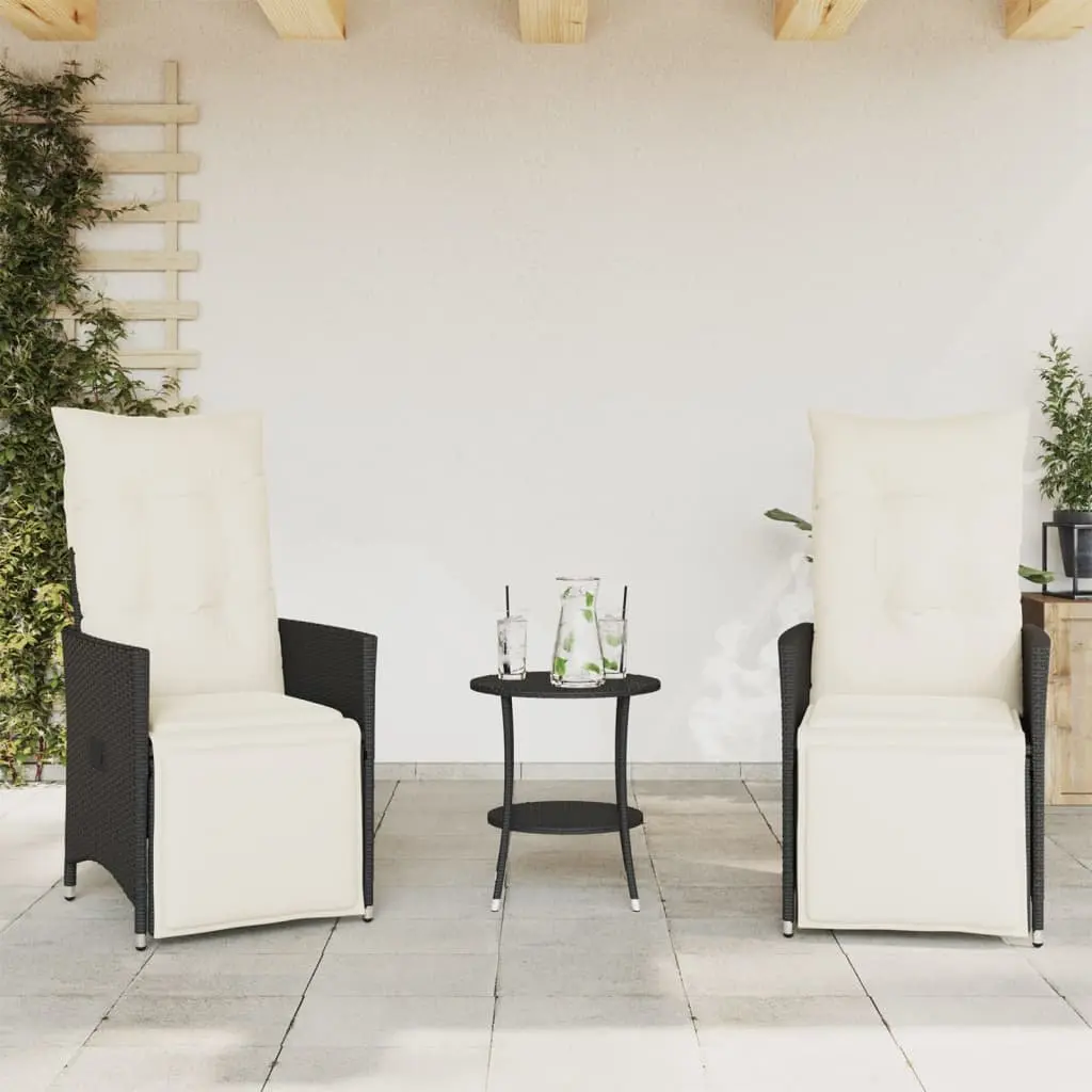 3 Piece Bistro Set for Outdoor Garden Patio Black