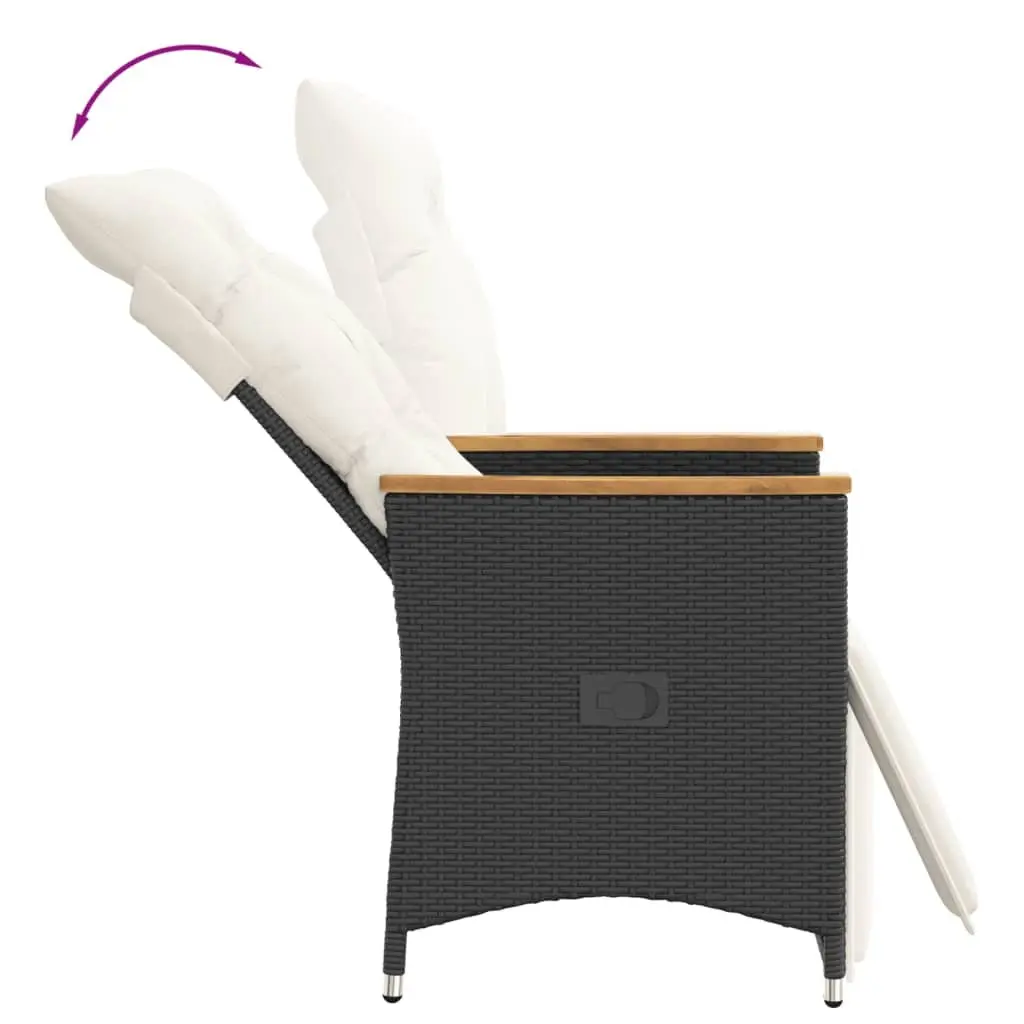 3 Piece Bistro Set in Black Poly Rattan