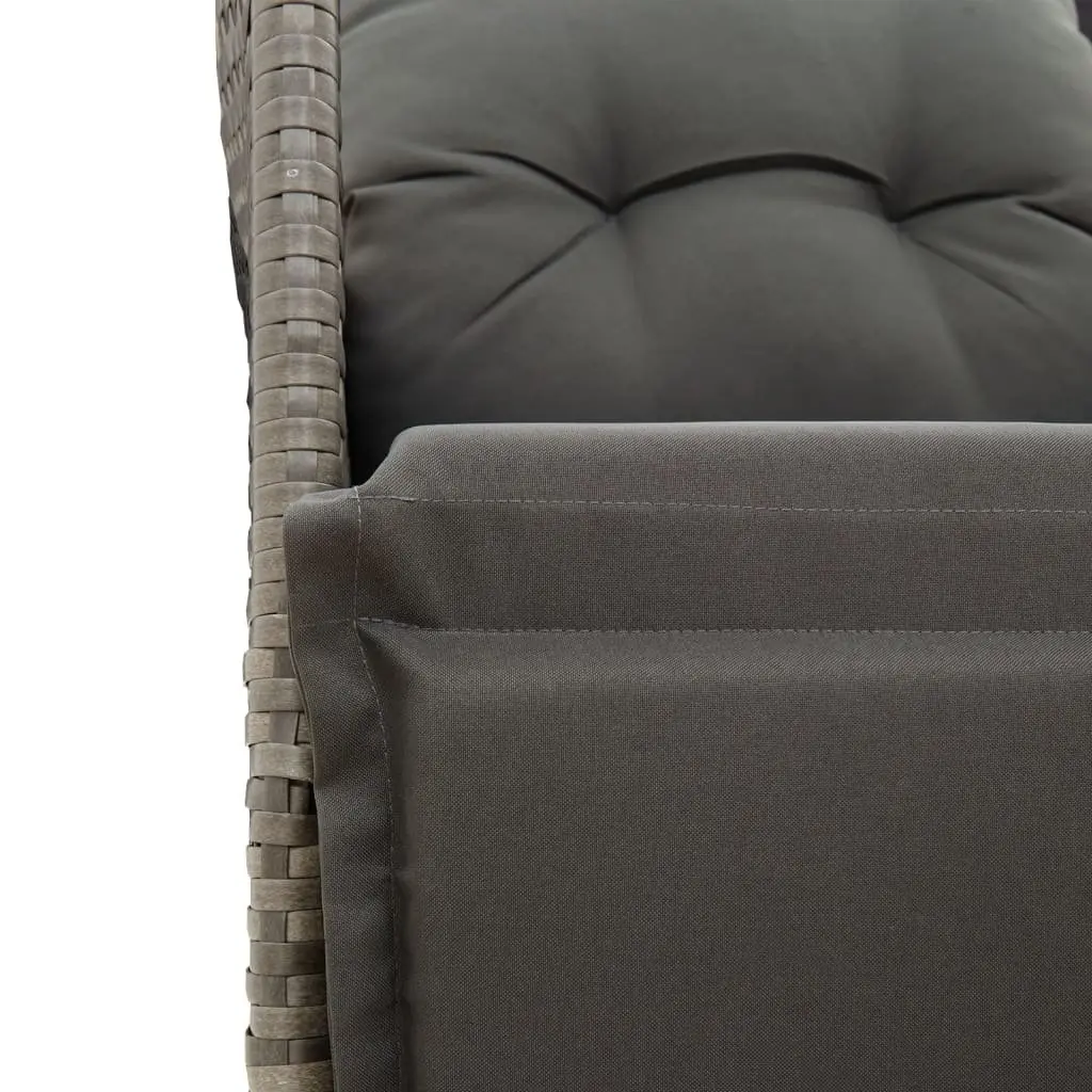 Bistro Set 3 Piece Outdoor Garden Furniture Grey Poly Rattan with Cushions