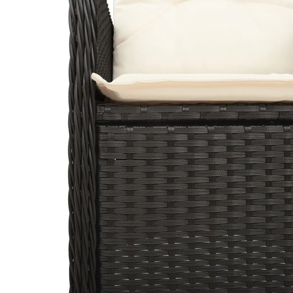 Outdoor Reclining Garden Chair for Patio Black with Adjustable Backrest and Cushions