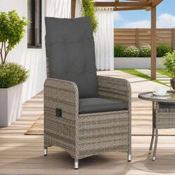 Adjustable Reclining Garden Chair - Grey Cushions