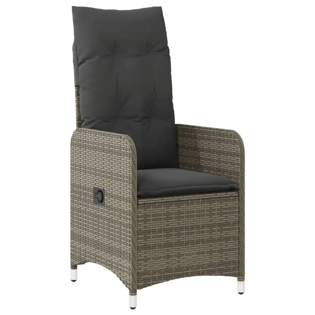 Reclining Garden Chair Outdoor Use Grey Cushions Adjustable Backrest