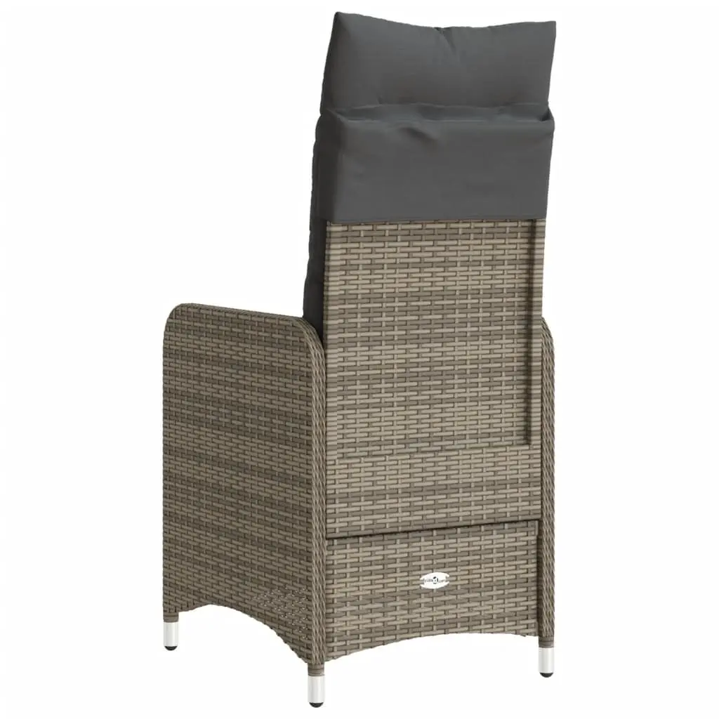 Reclining Garden Chair Outdoor Use Grey Cushions Adjustable Backrest