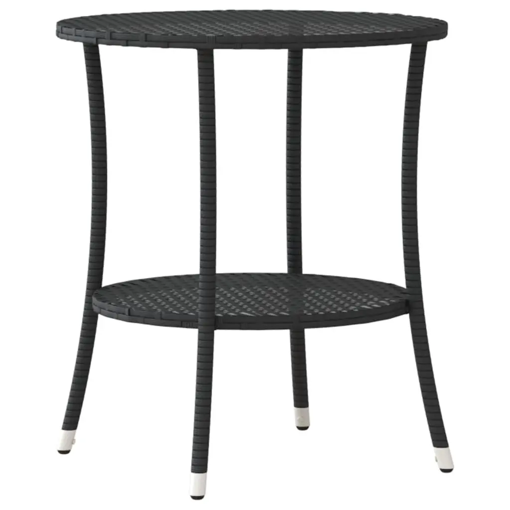 Reclining Garden Chairs 2 pc Set with Table Black Poly Rattan Outdoor Seating
