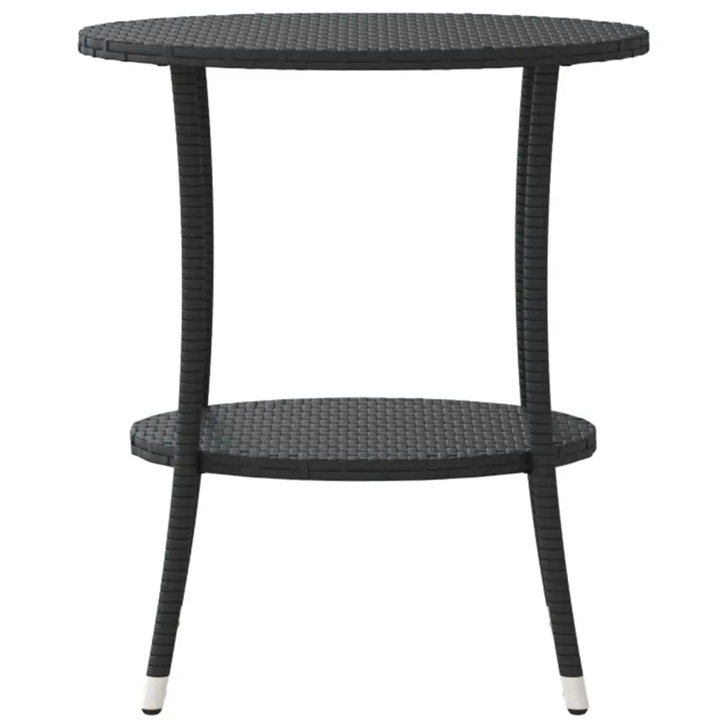 Reclining Garden Chairs 2 pc Set with Table Black Poly Rattan Outdoor Seating