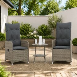 Outdoor Reclining Garden Chairs Set of 2 with Table