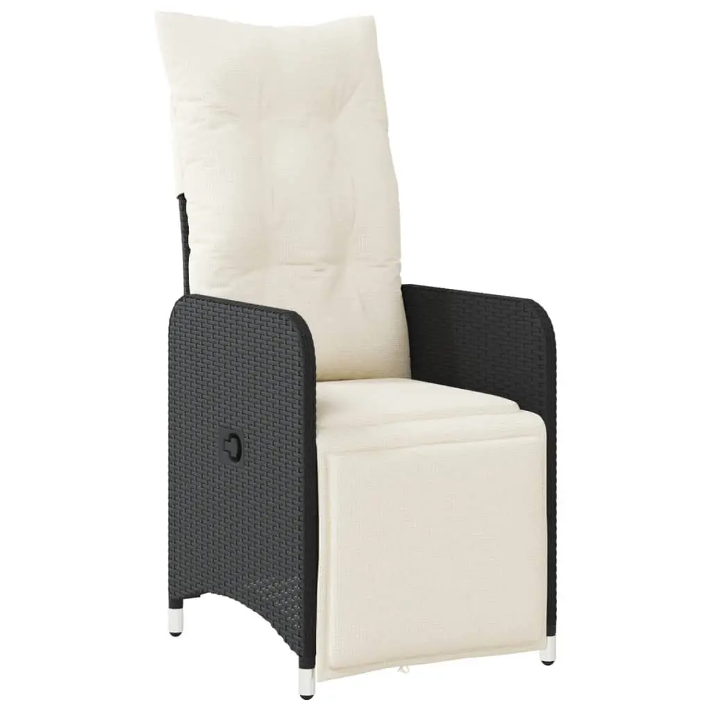 Reclining Garden Chair Outdoor Use Adjustable Backrest Footrest with Cushions Black