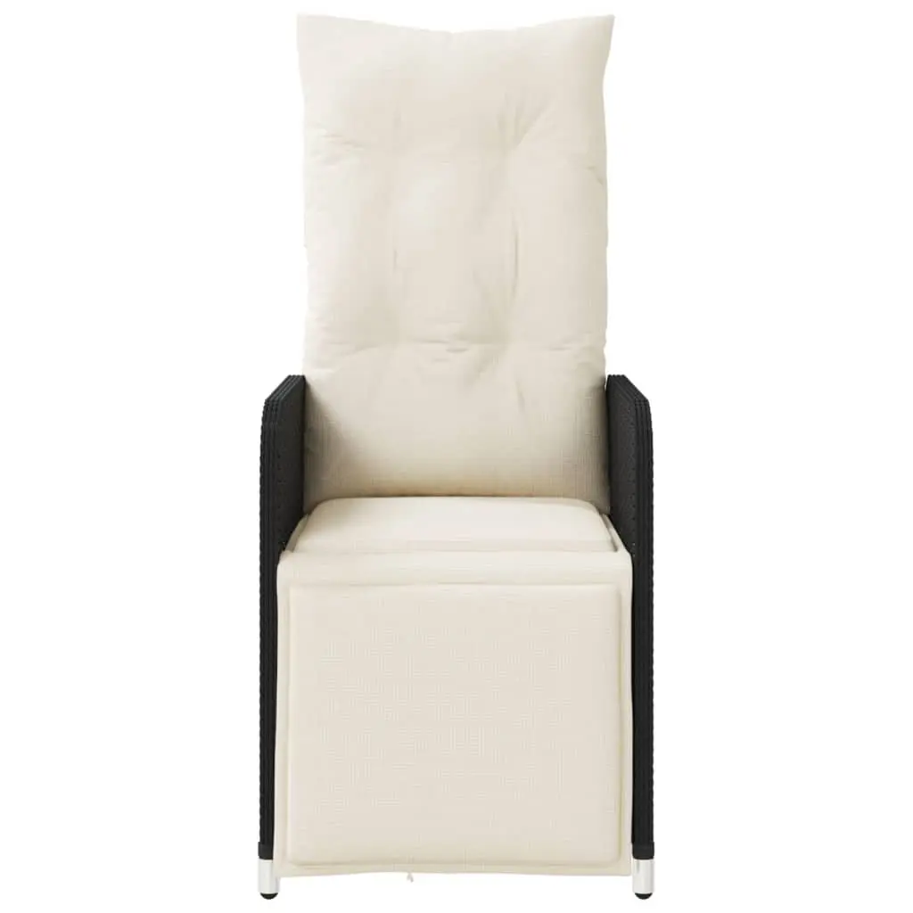 Reclining Garden Chair Outdoor Use Adjustable Backrest Footrest with Cushions Black