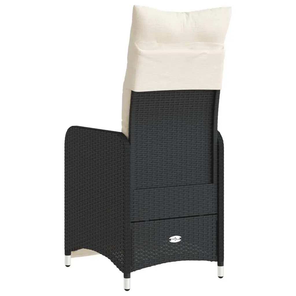 Reclining Garden Chair Outdoor Use Adjustable Backrest Footrest with Cushions Black