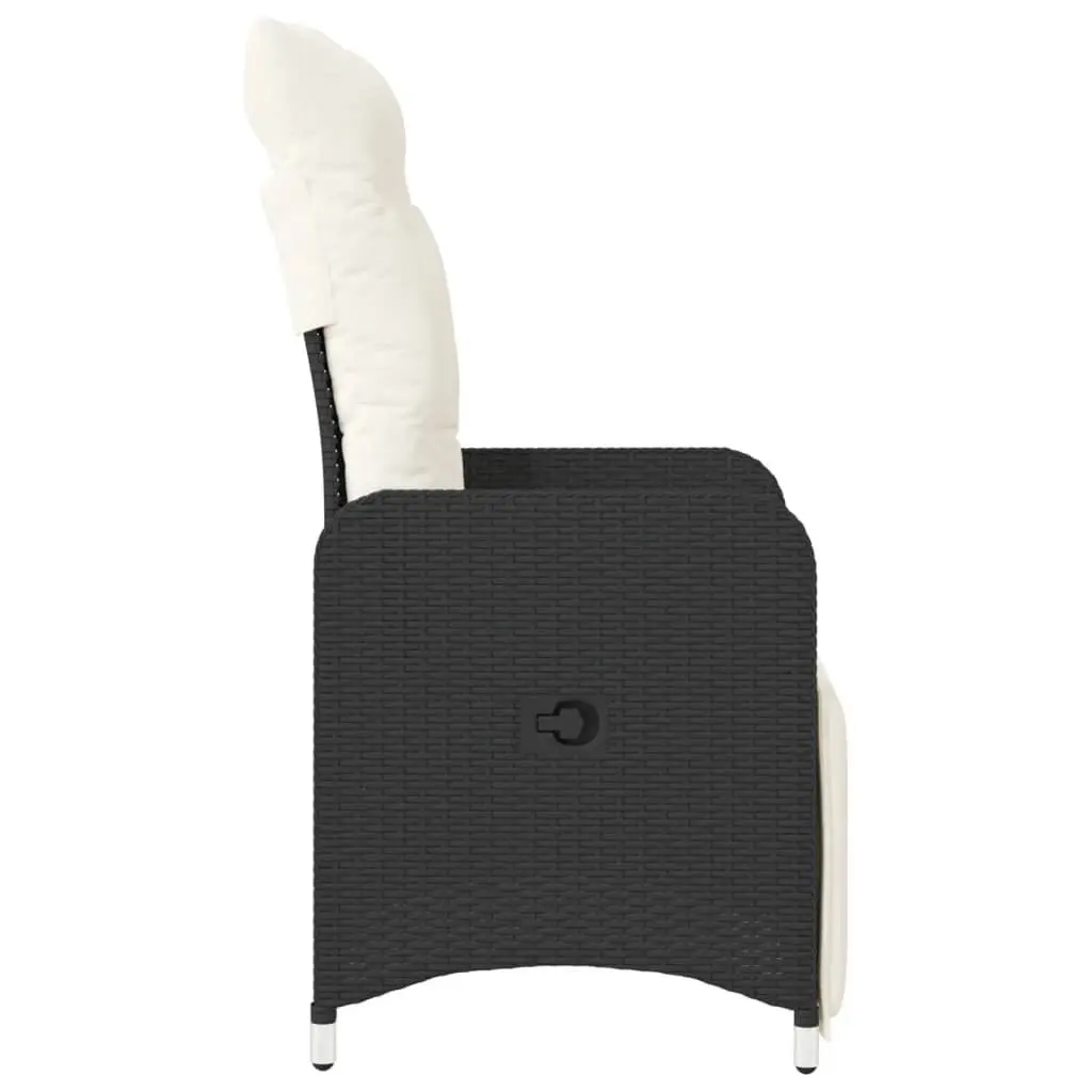 Reclining Garden Chair Outdoor Use Adjustable Backrest Footrest with Cushions Black