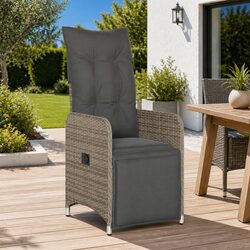 Reclining Garden Chair Specifications: Grey with Cushions