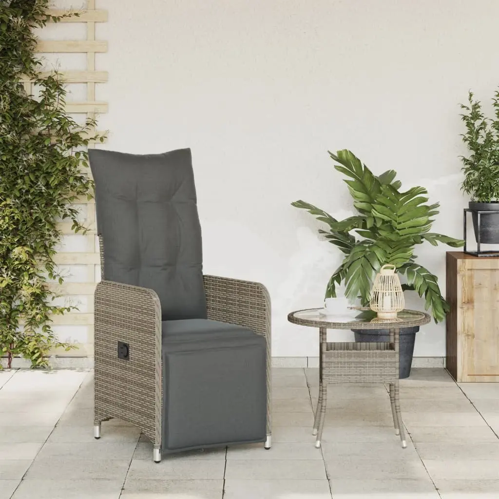 Reclining Garden Chair Grey Outdoor Seating Adjustable Backrest Footrest