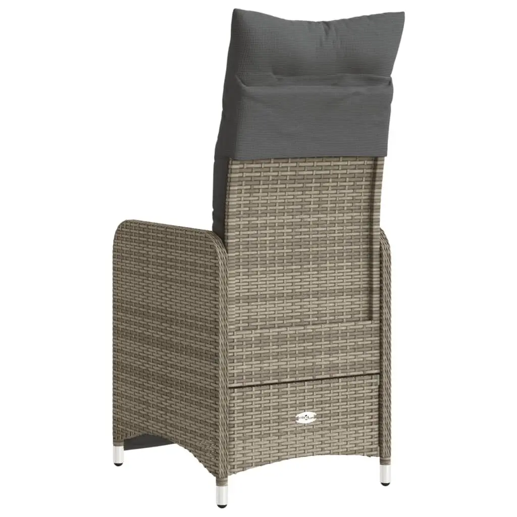 Reclining Garden Chair Grey Outdoor Seating Adjustable Backrest Footrest