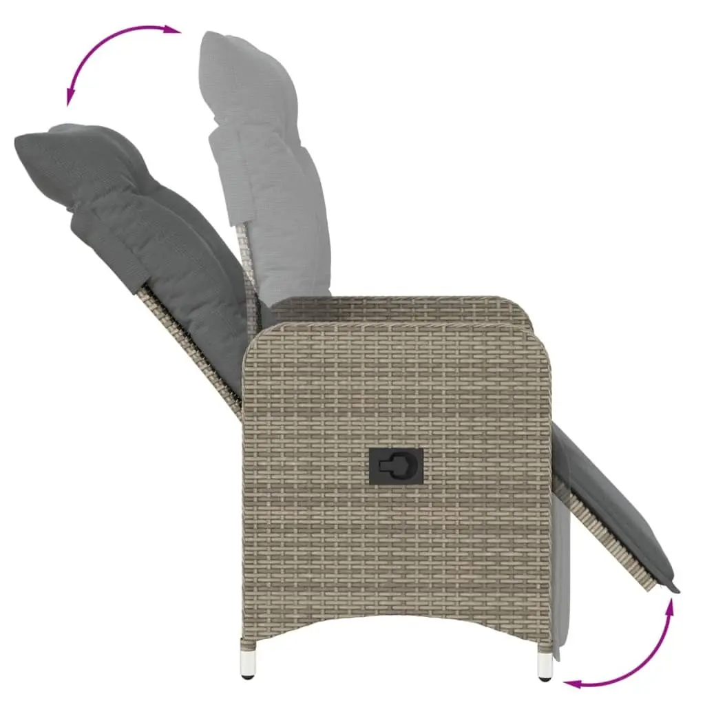 Reclining Garden Chair Grey Outdoor Seating Adjustable Backrest Footrest