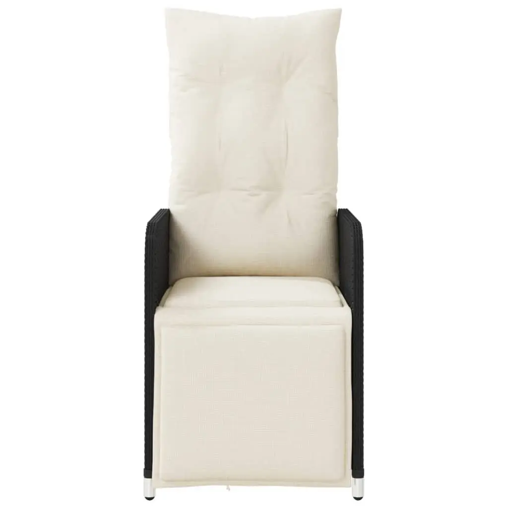 Outdoor Reclining Garden Chairs 2pc Set with Cushions Black Seating Furniture