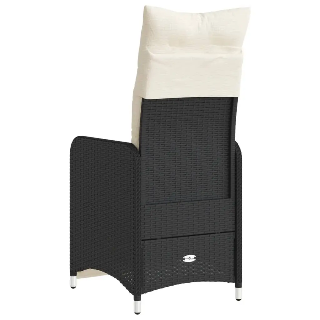 Outdoor Reclining Garden Chairs 2pc Set with Cushions Black Seating Furniture