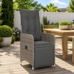 Reclining Garden Chairs 2 pcs Outdoor Seating with Cushions Grey Poly Rattan