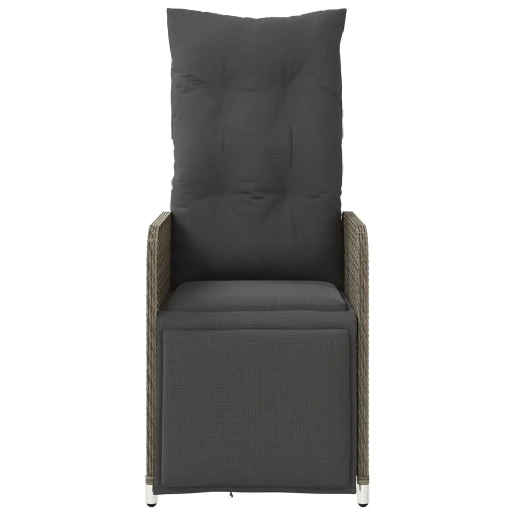 Reclining Garden Chairs Outdoor Seating 2 Piece Grey Poly Rattan