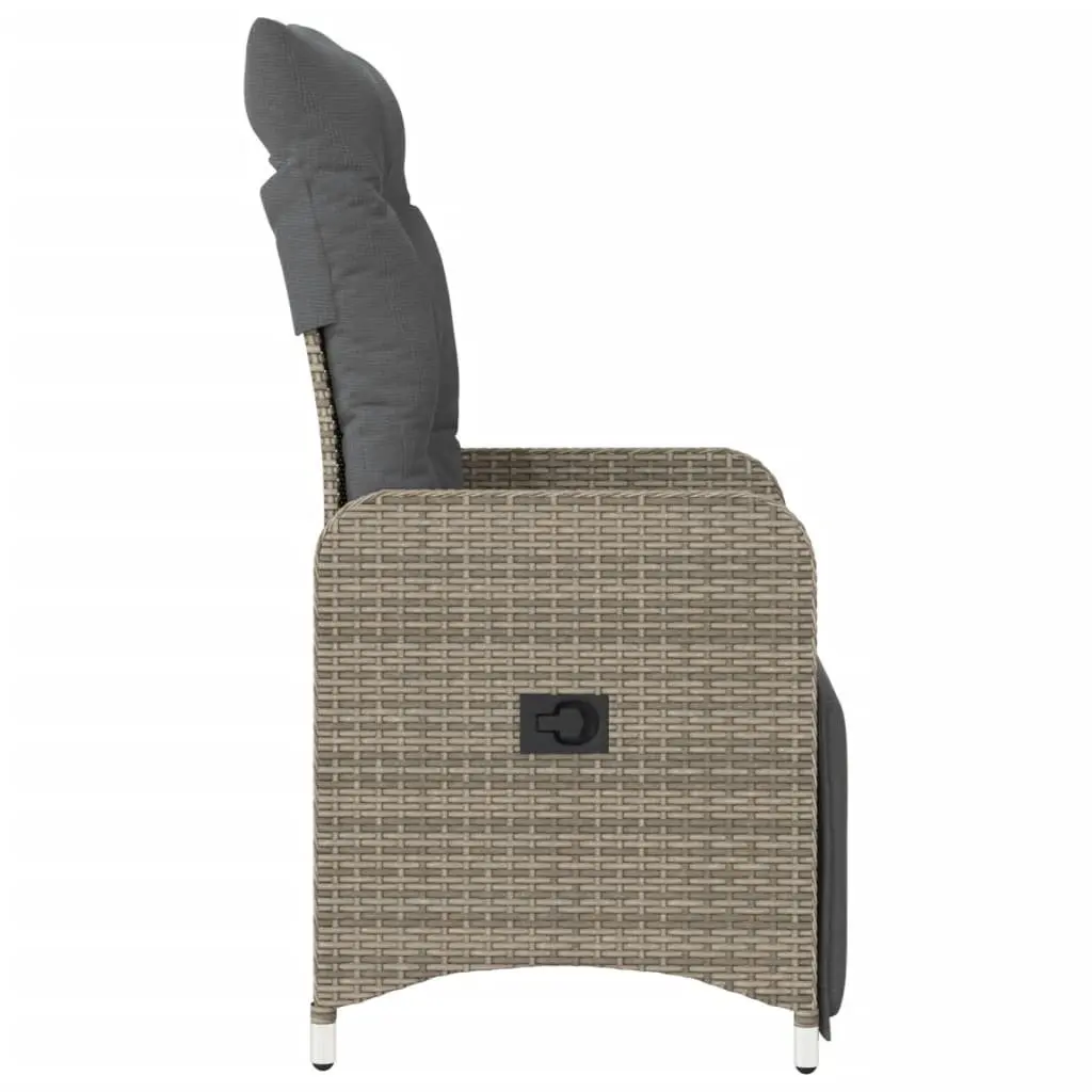 Reclining Garden Chairs Outdoor Seating 2 Piece Grey Poly Rattan