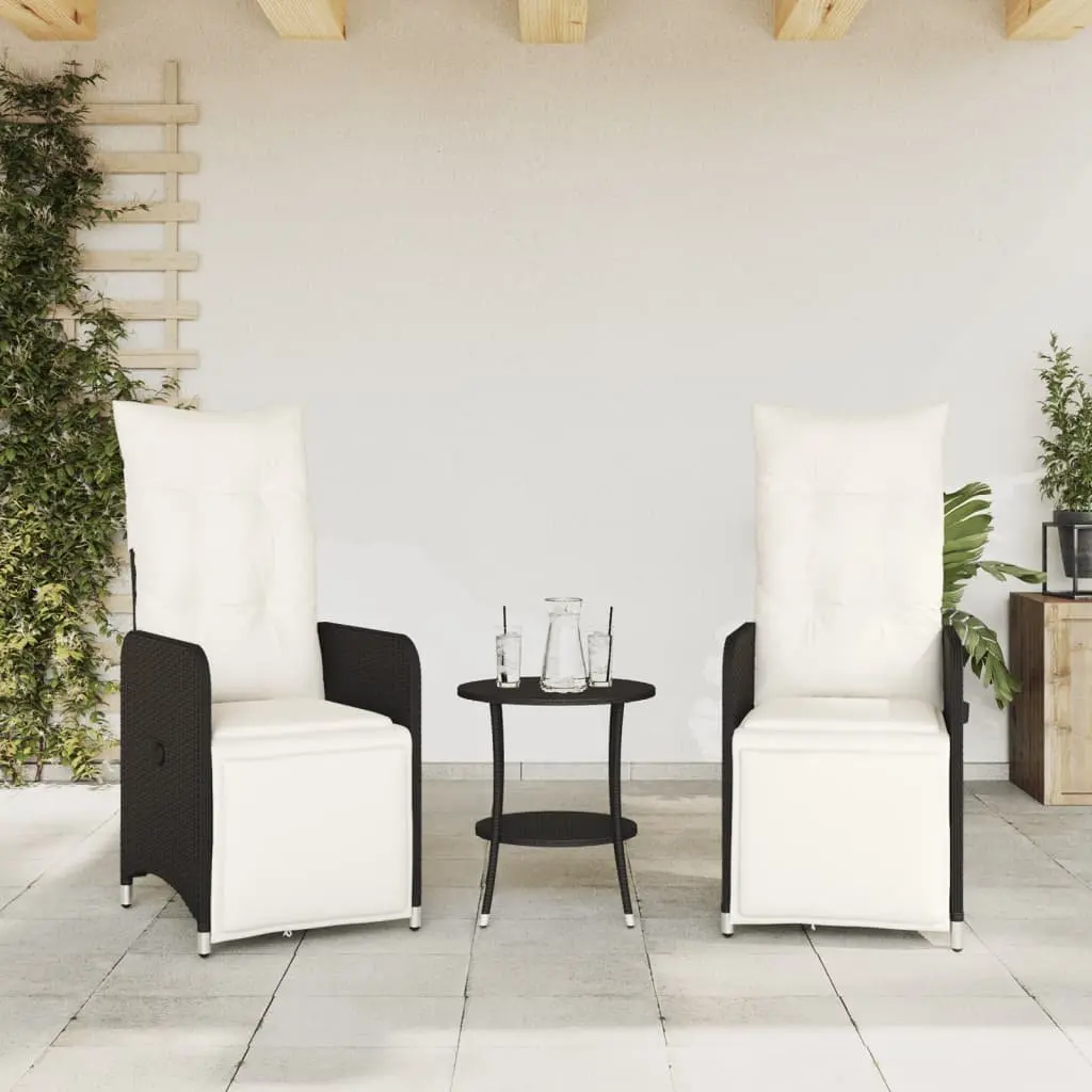 Reclining Garden Chairs Set 2 pcs Outdoor Seating Furniture Black