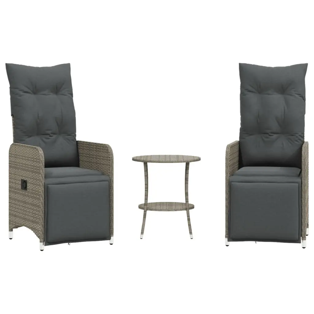 Grey Reclining Garden Chairs and Table Set