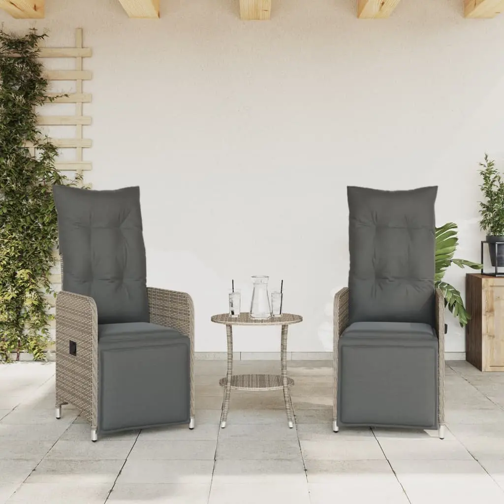 Grey Reclining Garden Chairs and Table Set
