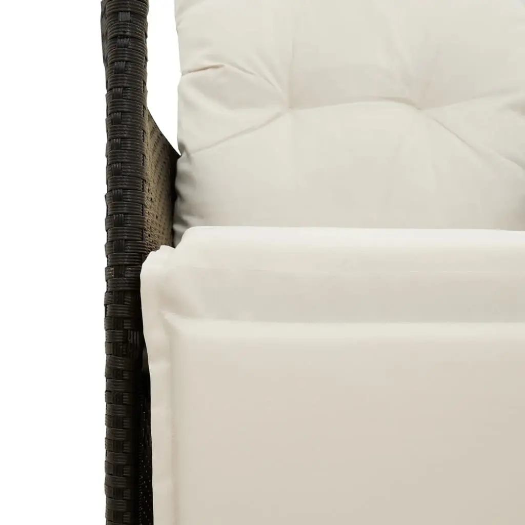 Reclining Garden Sofa 2-Seater Outdoor Furniture with Central Table Black