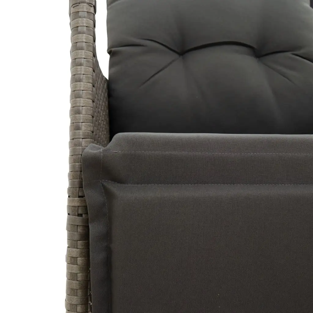 Reclining Garden Sofa 2-Seater Outdoor with Central Table Grey Poly Rattan